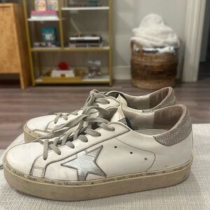 Silver and white Golden Goose Hi Stars. Size 39. Authentic.